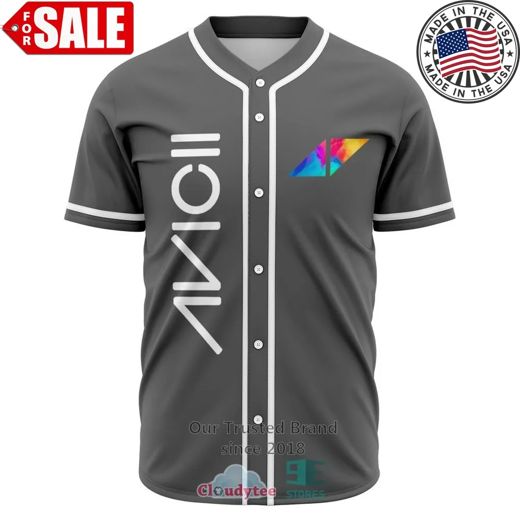 Avicii Grey Baseball Jersey Size up S to 4XL
