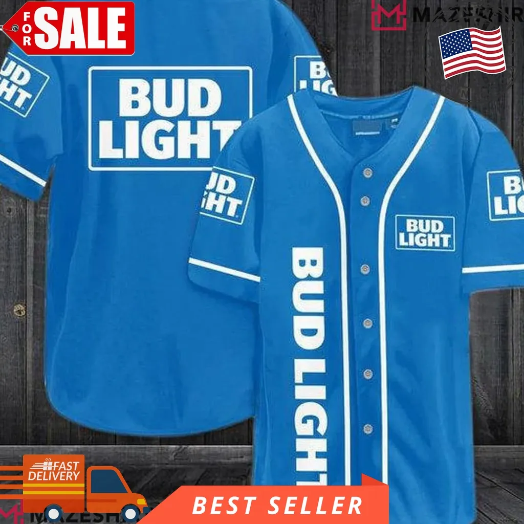 Azure Bud Light Lovers Bud Light Baseball Jersey Size up S to 5XL