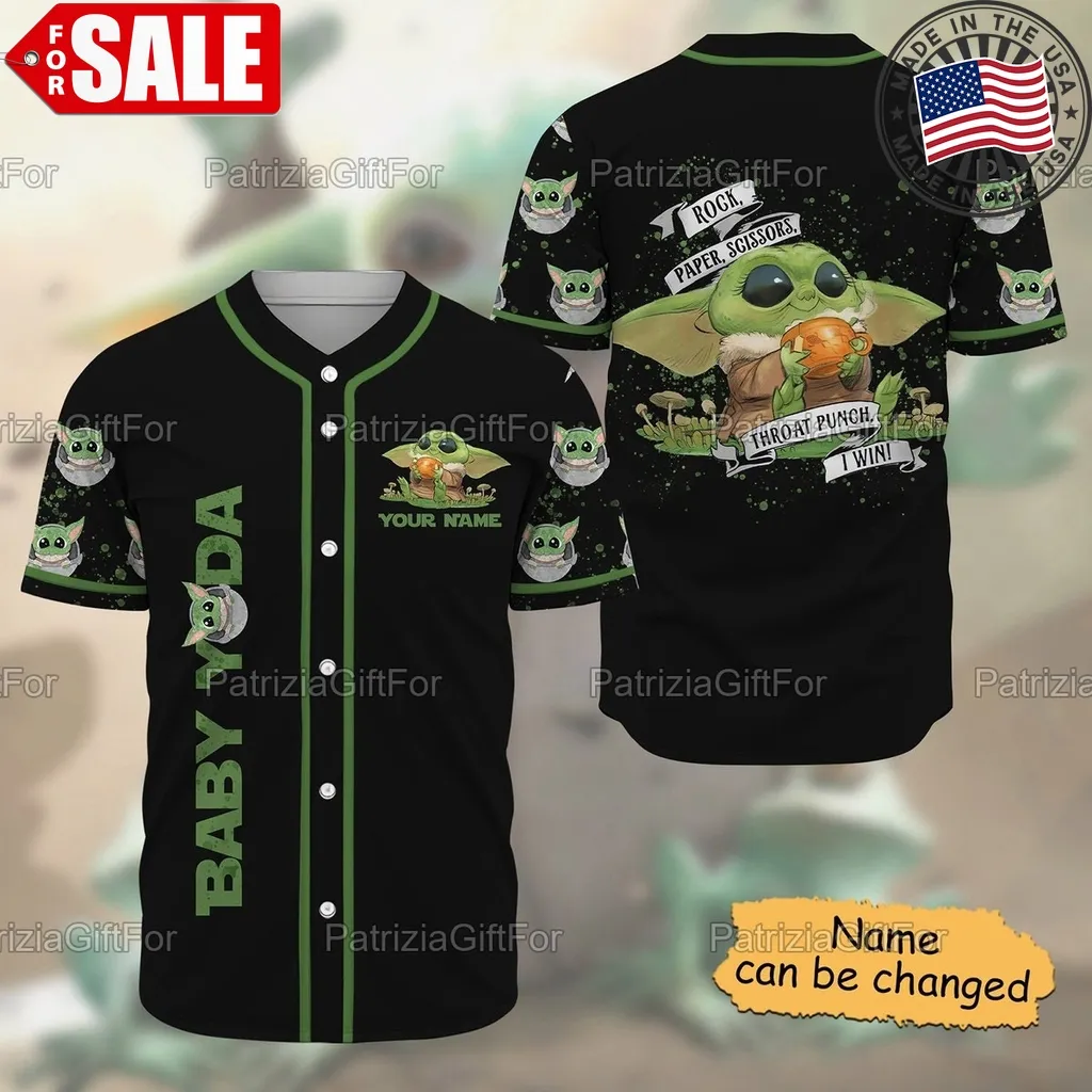 Baby Yoda Baseball Jersey Custom Personalized Name Shirt Size up S to 4XL Trending