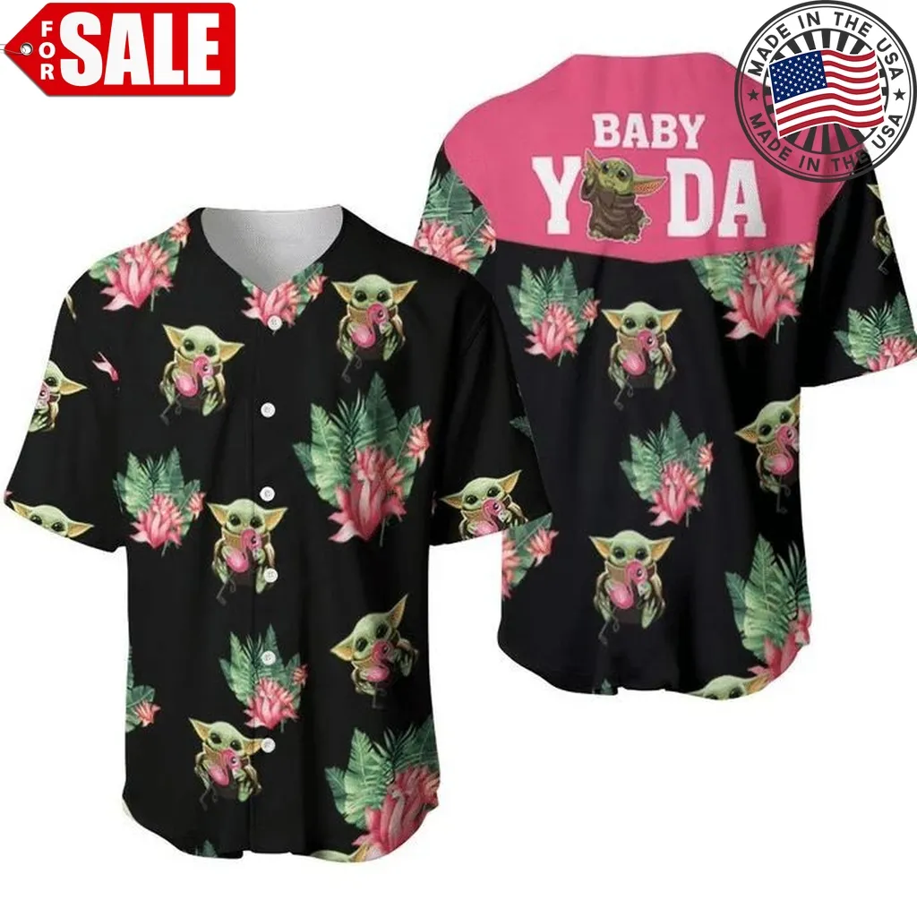 Baby Yoda Flamingo Hawai 456 Gift For Lover Baseball Jersey Plus Size