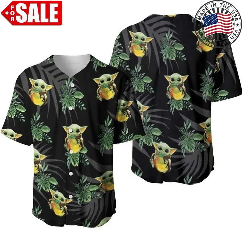 Baby Yoda Hawai Tropical Gift For Lover Baseball Jersey Size up S to 4XL Trending