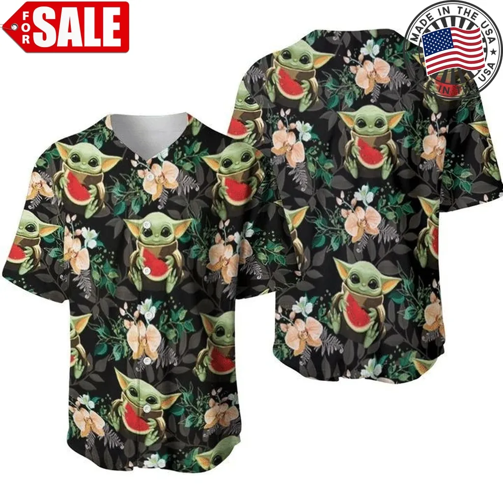 Baby Yoda Watermelons Hawai 456 Gift For Lover Baseball Jersey Unisex Aunt