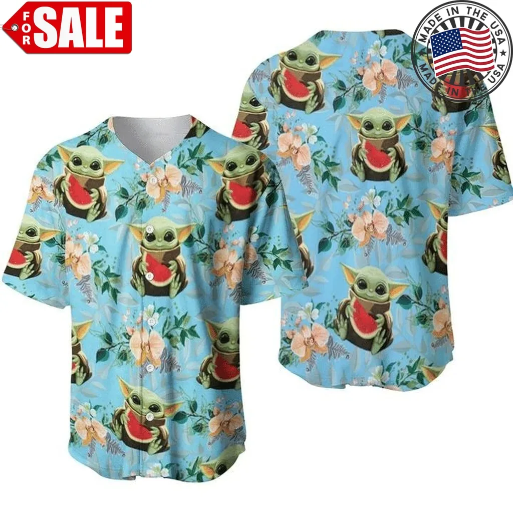 Baby Yoda Watermelons Hawai Gift For Lover Baseball Jersey Size up S to 4XL Son