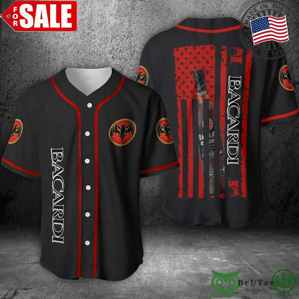 Bacardi Us Flag Baseball Jersey Shirt Plus Size Dad