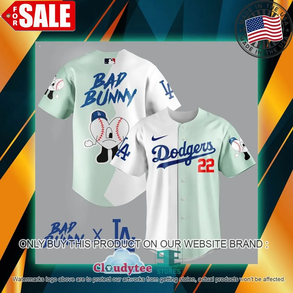 Bad Bunny 22 Los Angeles Dodgers Baseball Jersey Size up S to 4XL Trending