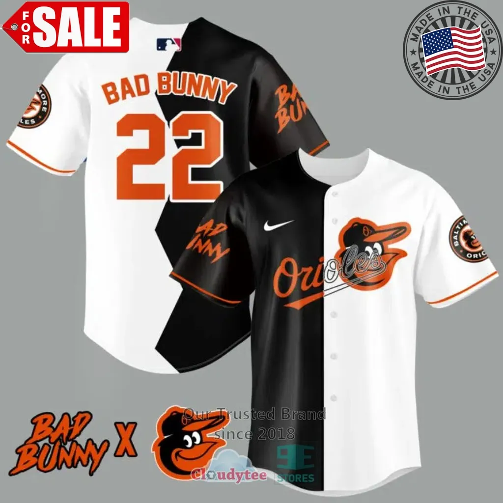 Bad Bunny And Baltimore Orioles Baseball Jersey Plus Size