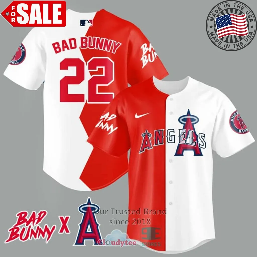Bad Bunny And Los Angeles Angels Baseball Jersey Plus Size
