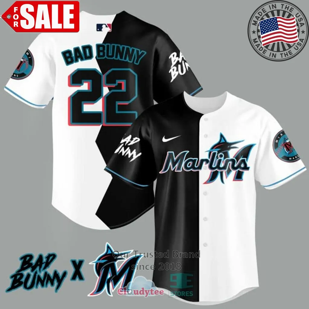Bad Bunny And Miami Marlins Baseball Jersey Plus Size