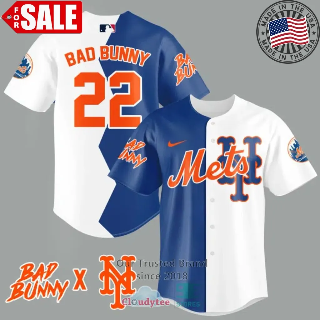 Bad Bunny And New York Mets Baseball Jersey Size up S to 4XL Trending