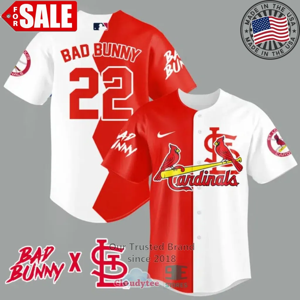 Bad Bunny And St Louis Cardinals Baseball Jersey Unisex