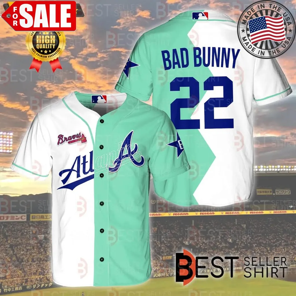 Bad Bunny Atlanta Braves Mlb Baseball Uniform Baseball Jersey Personalized Shirt Size up S to 4XL Trending