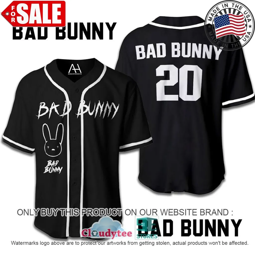 Bad Bunny Black And White Baseball Jersey Size up S to 4XL Trending