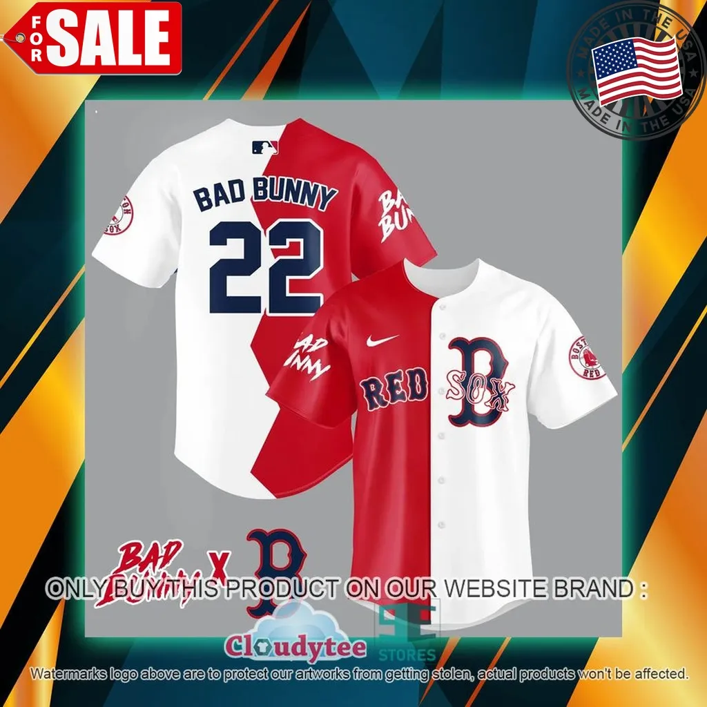Bad Bunny Shirt Boston Red Sox Yellow Baseball Jersey Tee - Best