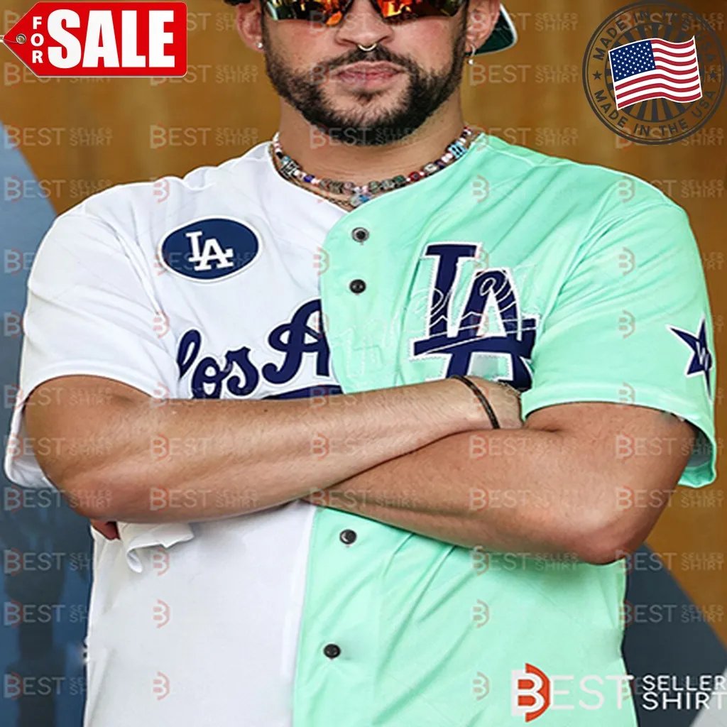 Bad Bunny Dodgers Shirt La Mlb Baseball Jersey Tee Size up S to 4XL Baseball,Son