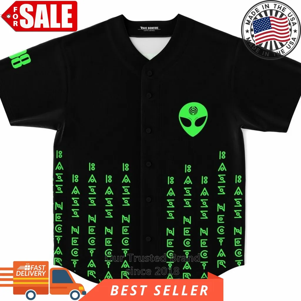 Basshead Black Green Baseball Jersey Size up S to 5XL