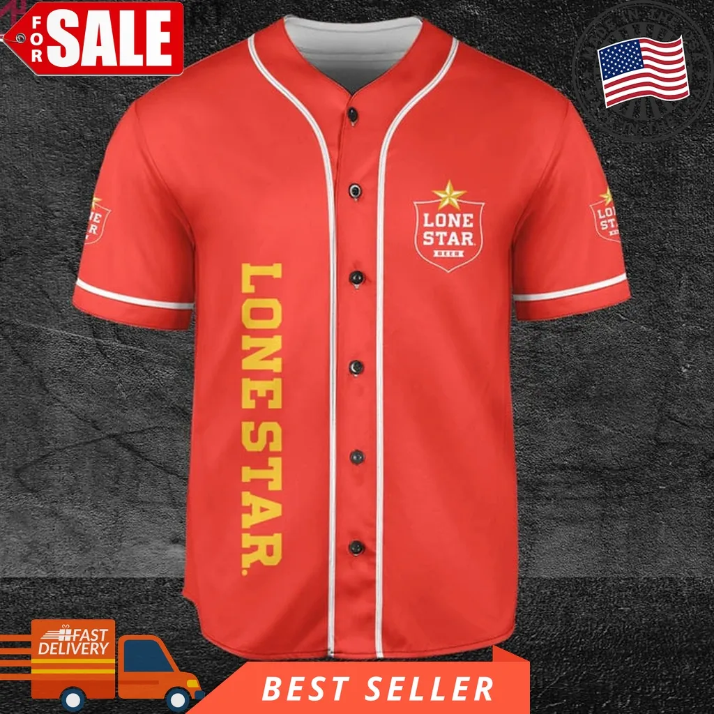 Beer Lovers Lone Star Red Baseball Jersey Plus Size