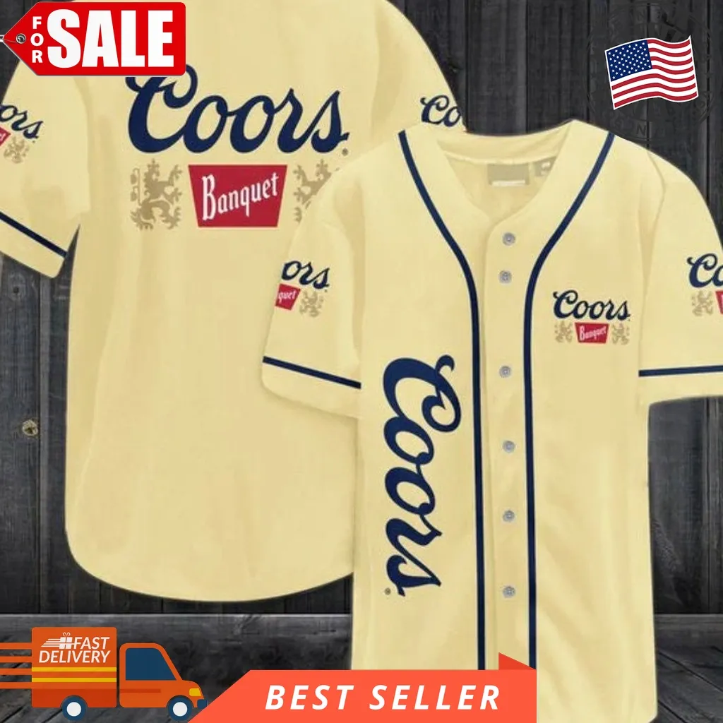 Beige Coors Banquet Beer Baseball Jersey Size up S to 5XL