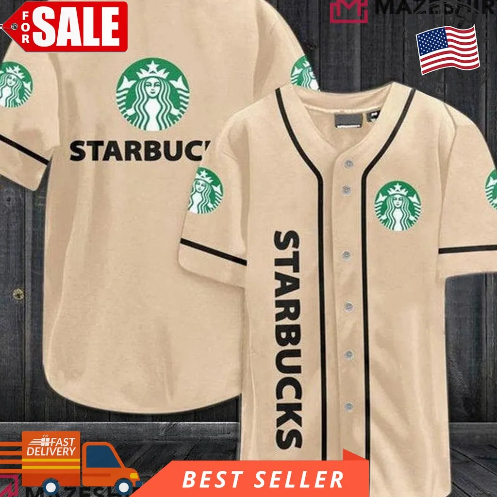 Beige Starbucks Coffee Lover Gift Baseball Jersey Unisex