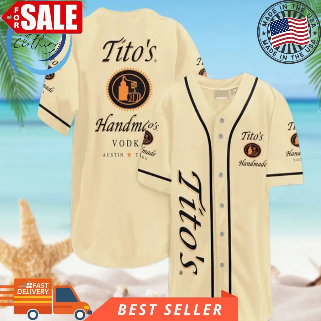 Beige Tito's Vodka For Beer Baseball Jersey Size up S to 5XL