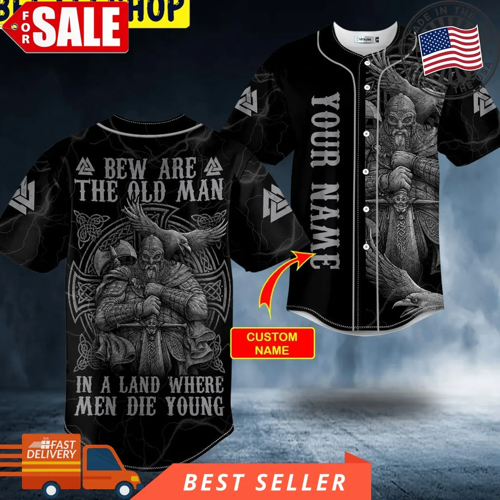 Bew Are The Old Man Black White Viking On Behance Warriors Raven Custom Trending Baseball Jersey Plus Size