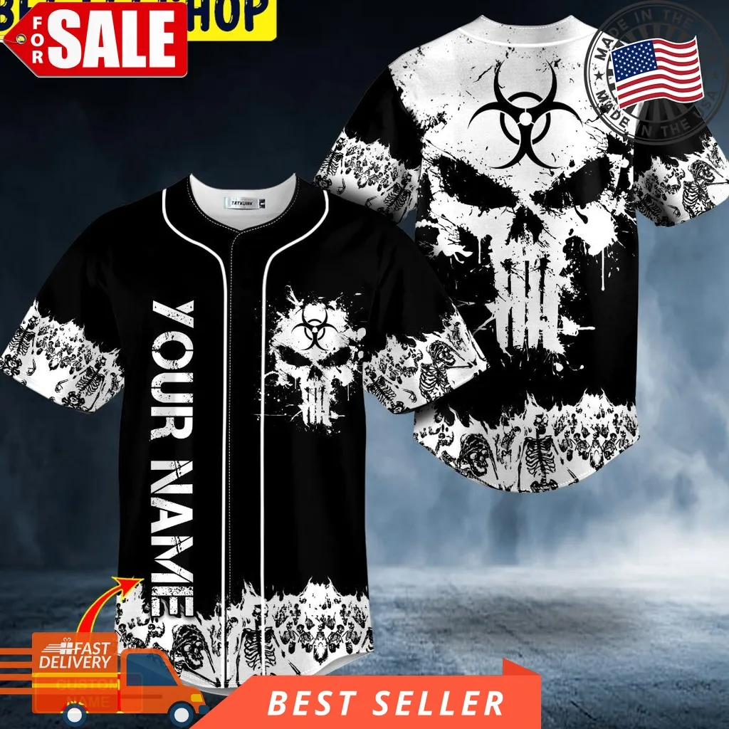 Biohazard Punisher Skull Custom Trending Baseball Jersey Unisex Skull,Baseball