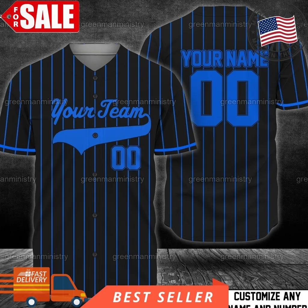 Black And Blue Stripe Team Name Baseball Jersey Customize Name And Number Personalize Team Shirt Unisex Bluey Dad Shirt,Baseball