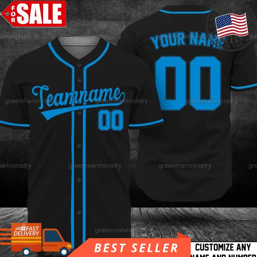 Black And Blue Team Name Baseball Jersey Customize Name And Number Personalize Team Shirt Size up S to 5XL Bluey Dad Shirt,Baseball