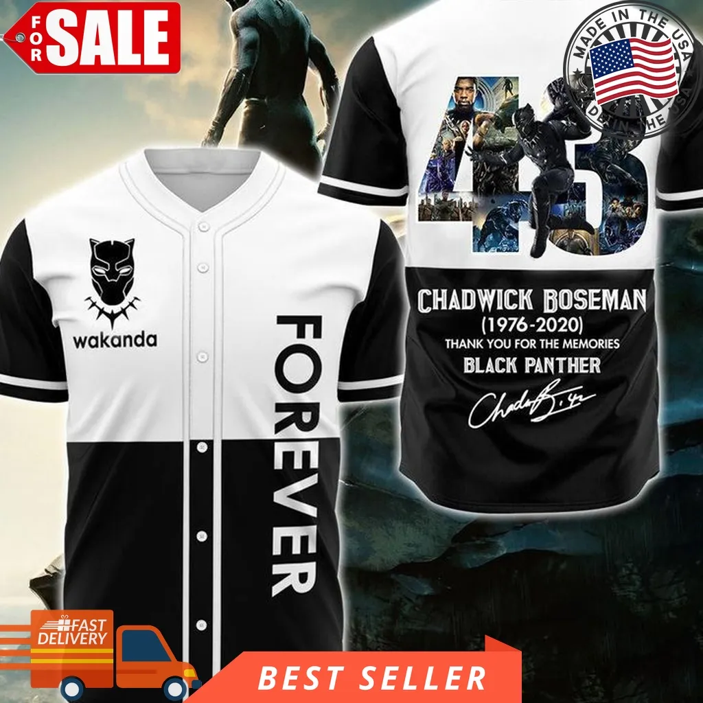 Black Panther Chadwick 43 Boseman Signature Thank You For The Memories Baseball Shirt Jersey 3 Gift For Lover Jersey Plus Size