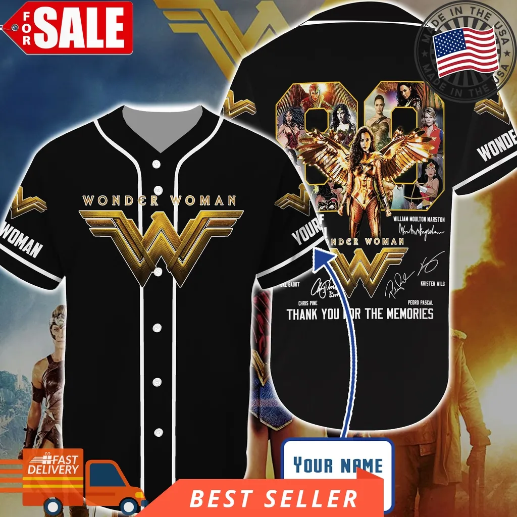 Black Wonder Woman Personalized Custom Name Baseball Tee Jersey Shirt Unisex Men Women