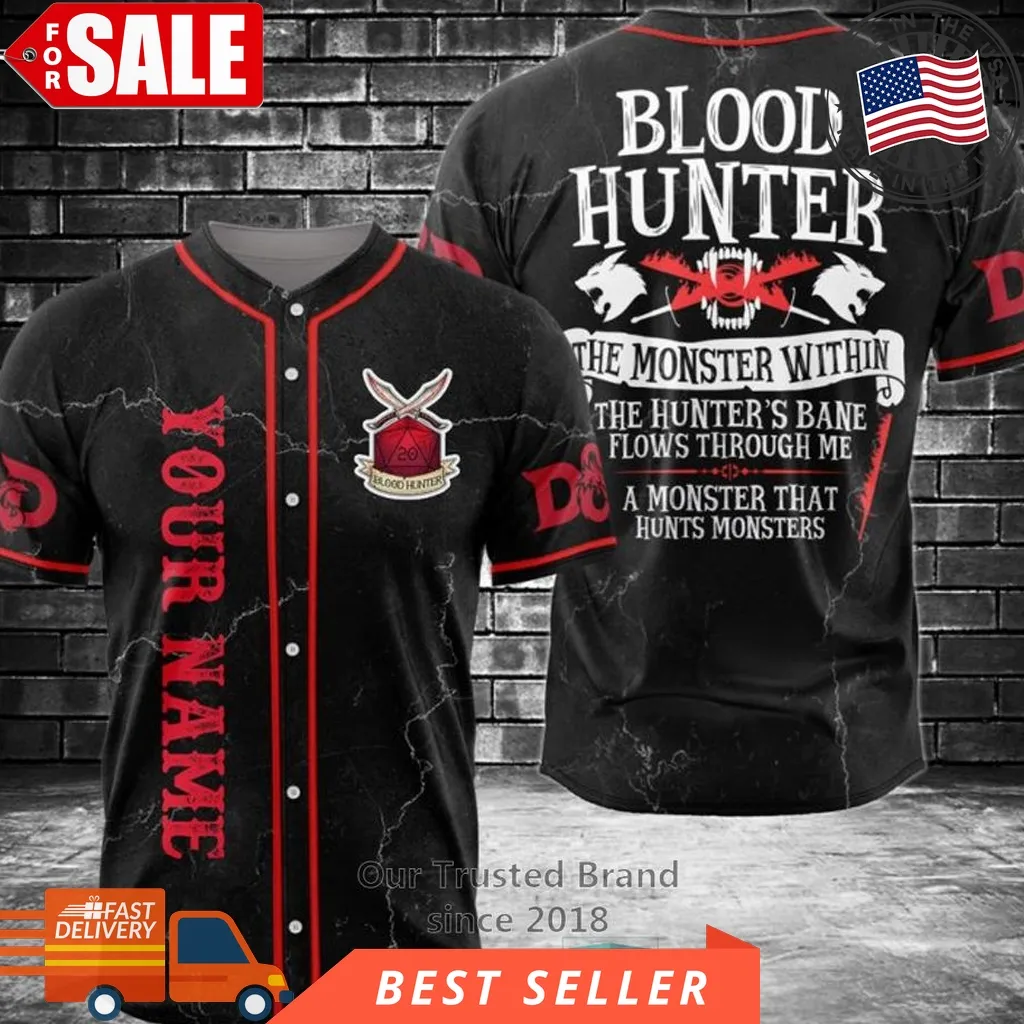 Blood Hunter The Monster Within Custom Name Baseball Jersey