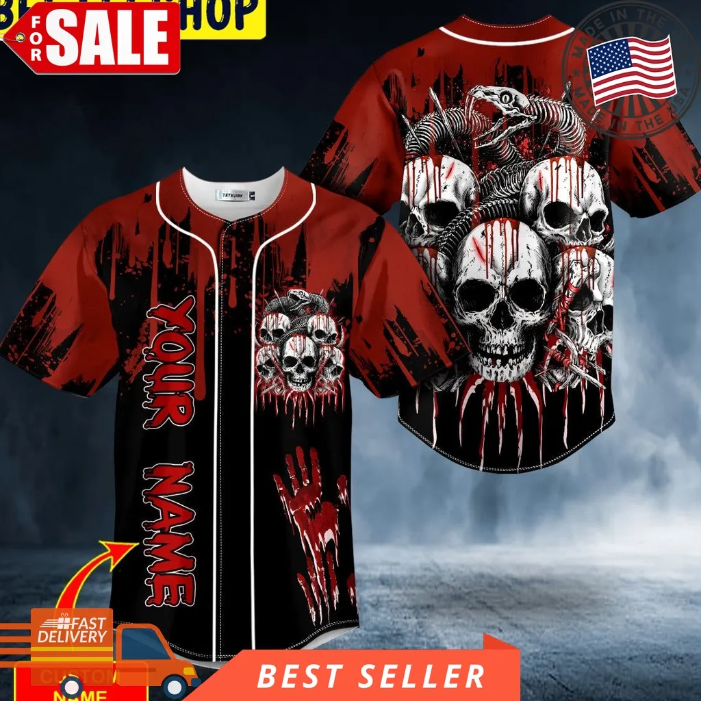 Bloody Snake Bone Skull Custom Trending Baseball Jersey