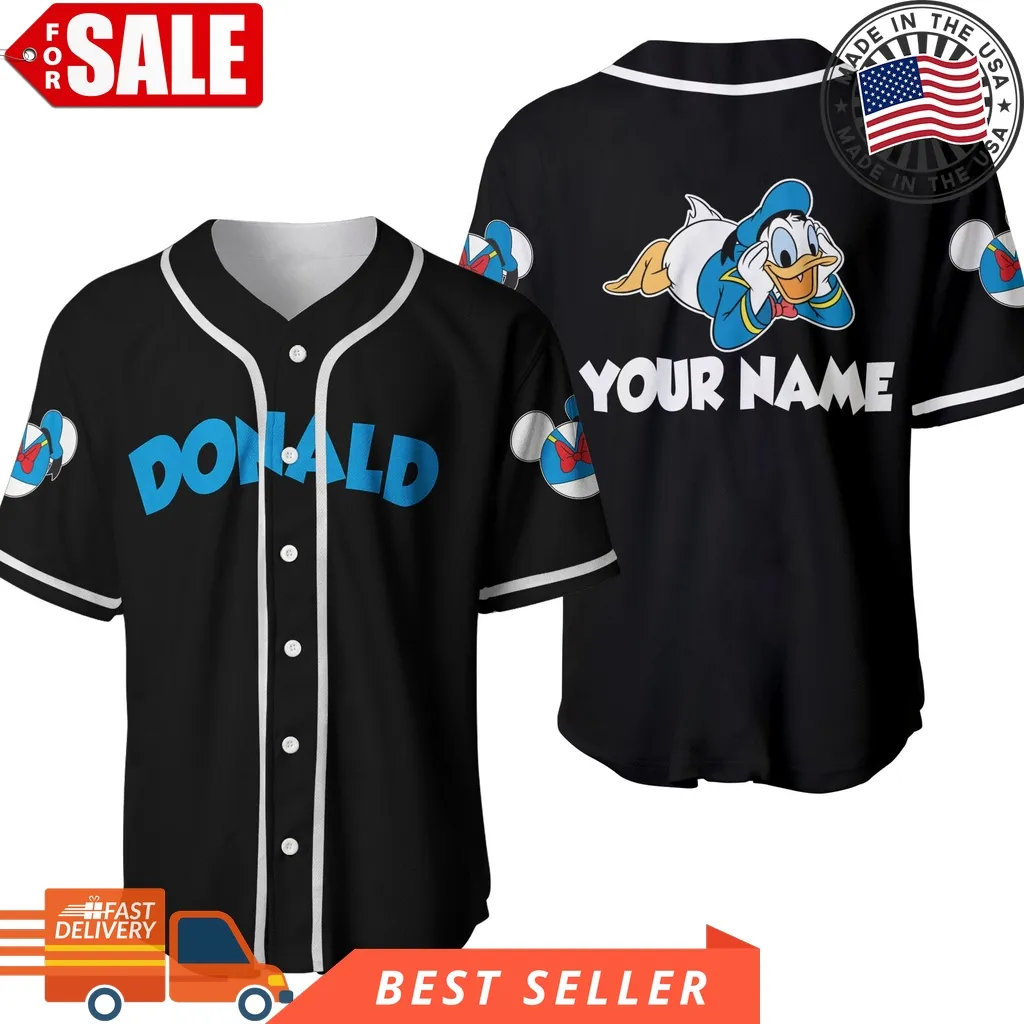 Blue Chilling Donald Duck Disney Cartoon Design Custom Personalized Baseball Jersey