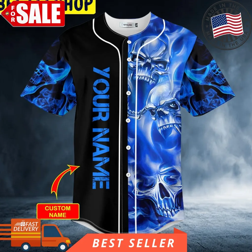 Blue Soul Eater Ghost Skull Custom Trending Baseball Jersey