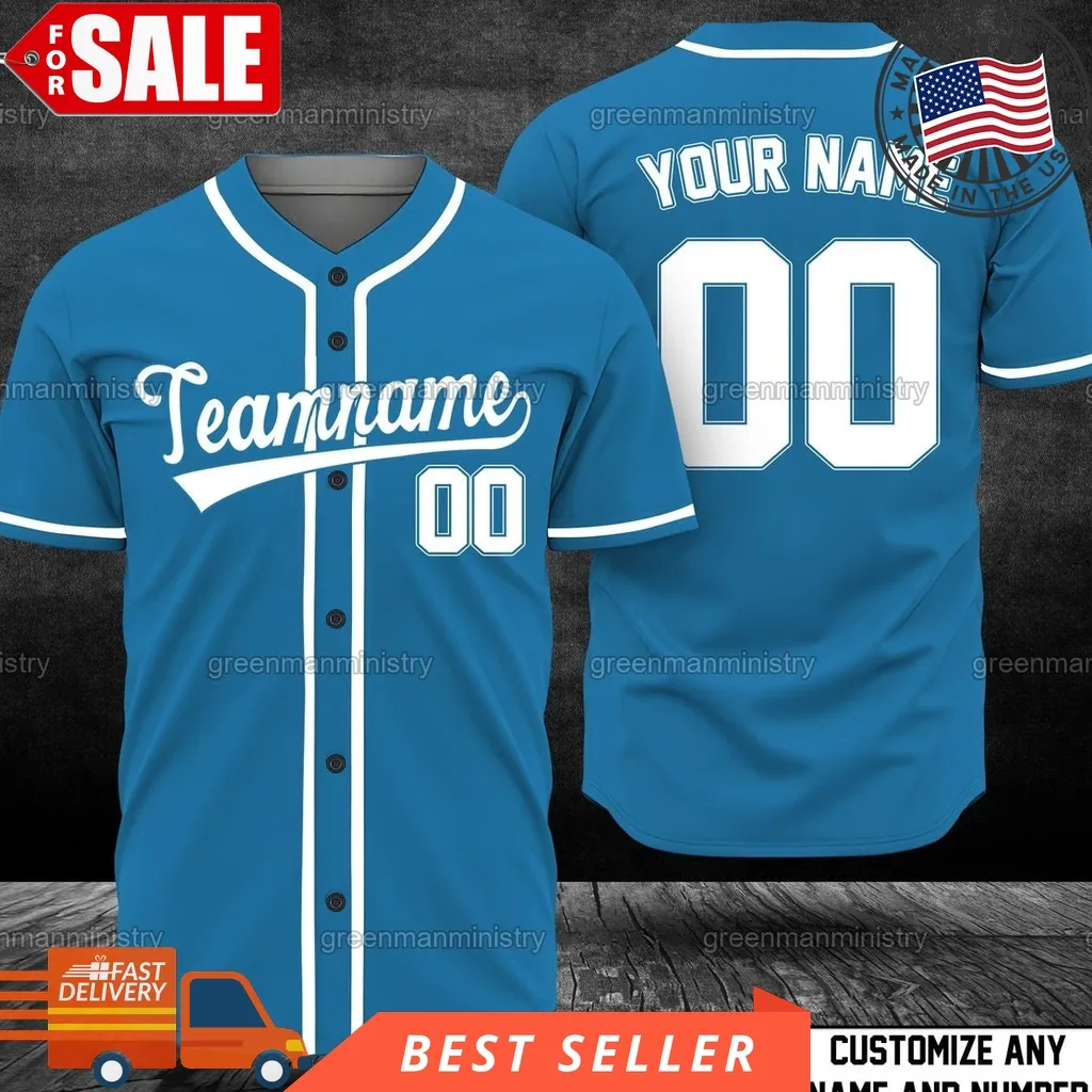 Blue Teamname Baseball Jersey Custom Name And Number Sports Team Shirt