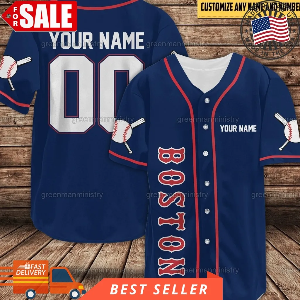 Boston Baseball Men Jersey Personalized Team Name And Number Shirt