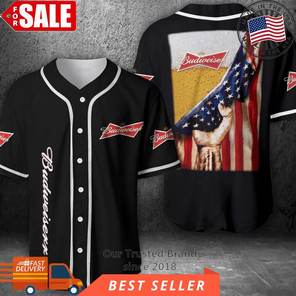 Budweiser Beer United States Flag Baseball Jersey Plus Size