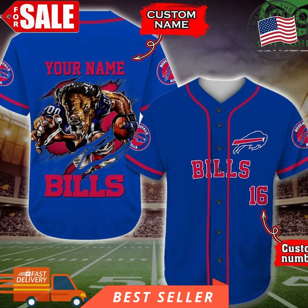 Buffalo Bills Baseball Jersey Nfl Custom Name Number Unisex