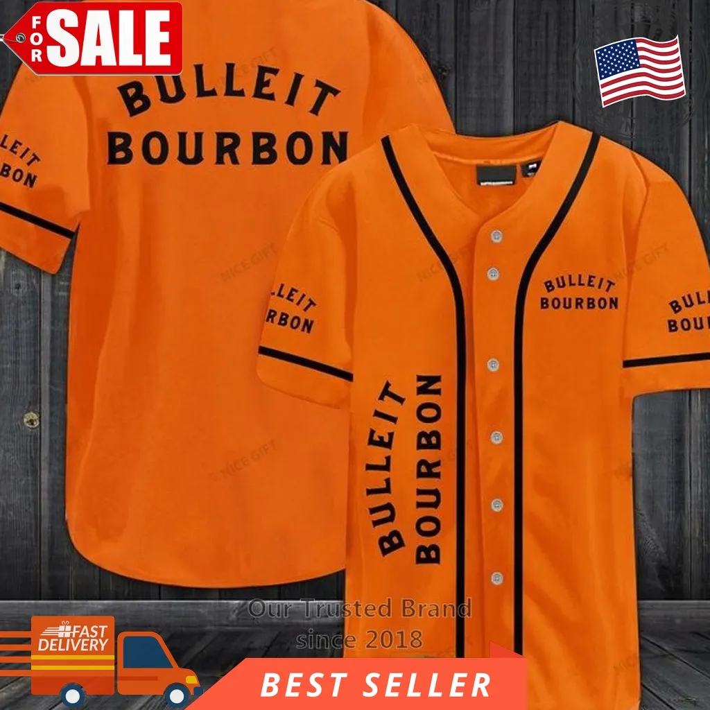 Bulleit Bourbon Logo Orange Baseball Jersey Plus Size