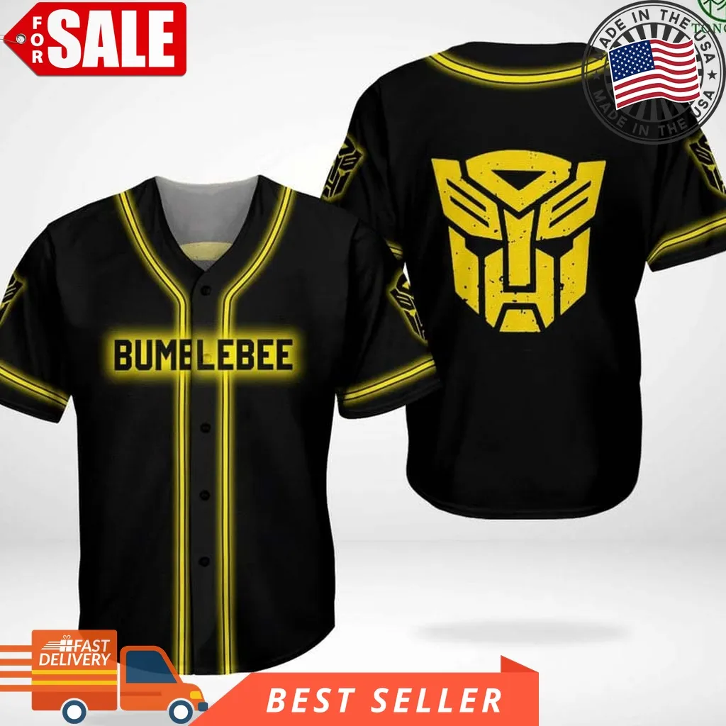 Bumblebee Transformer Baseball Jersey Shirt Plus Size