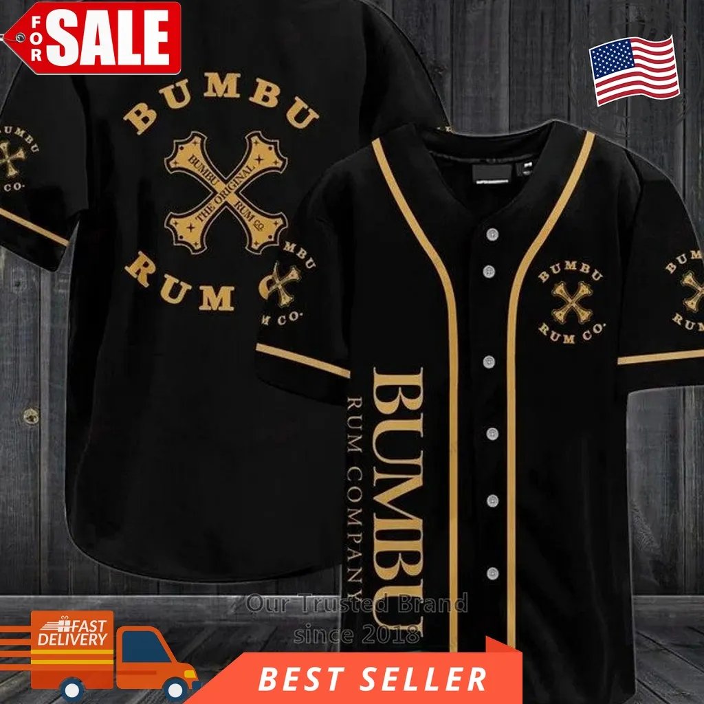 Bumbu Rum Company Black Baseball Jersey Size up S to 5XL