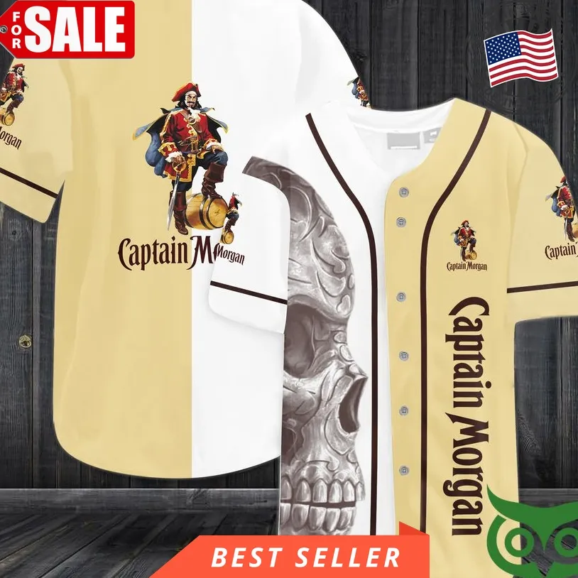Captain Morgan Skull Baseball Jersey Shirt Skull,Baseball