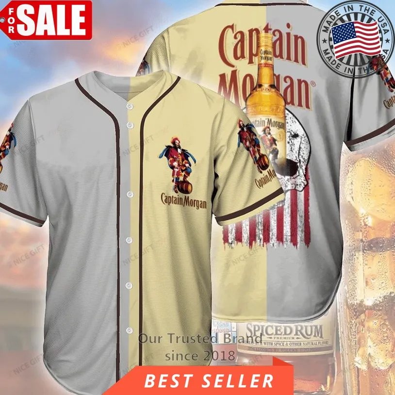 Captain Morgan Skull United States Flag Baseball Jersey