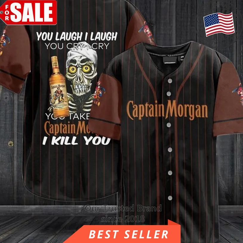 Captain Morgan You Laugh I Laugh Striped Baseball Jersey Trending
