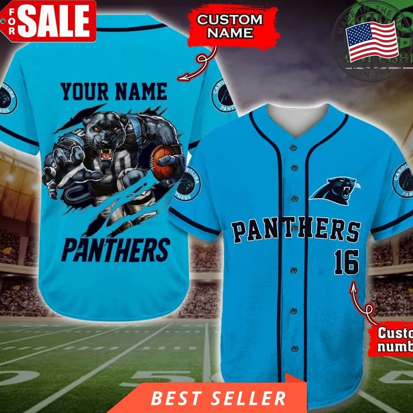 Carolina Panthers Baseball Jersey Nfl Custom Name Number Sunflower