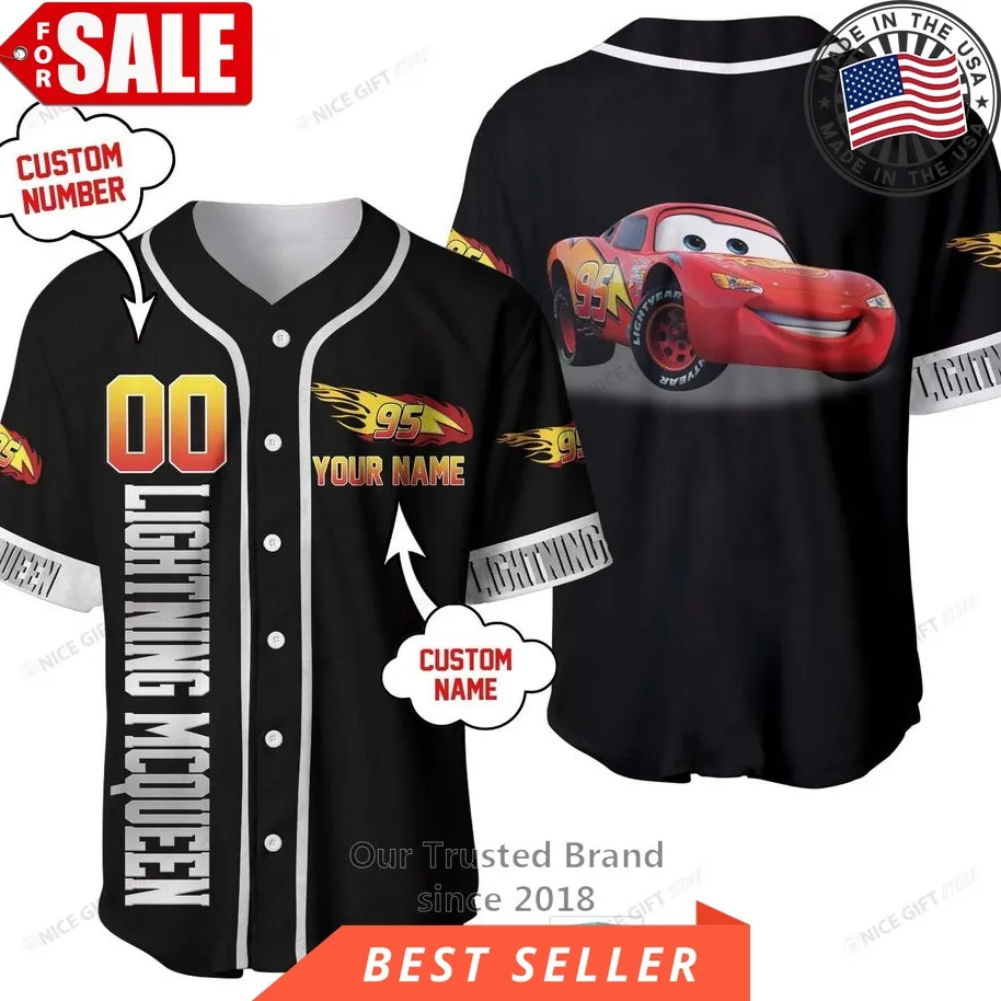Cars Lightning Mcqueen Cartoon Personalized Baseball Jersey Shirt