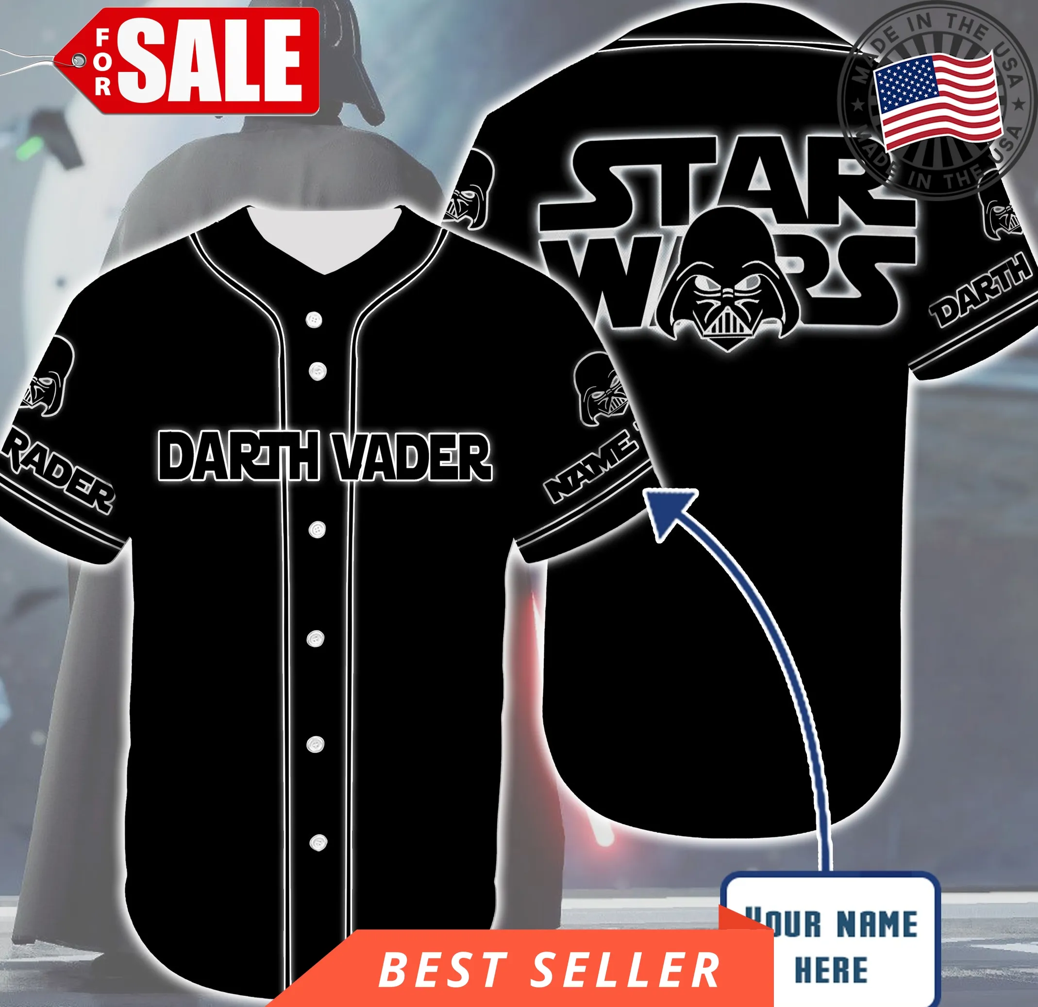 Cartoon Darth Vader Black And White Customized Baseball Tee Jersey Shirt Unisex Men Women Dad
