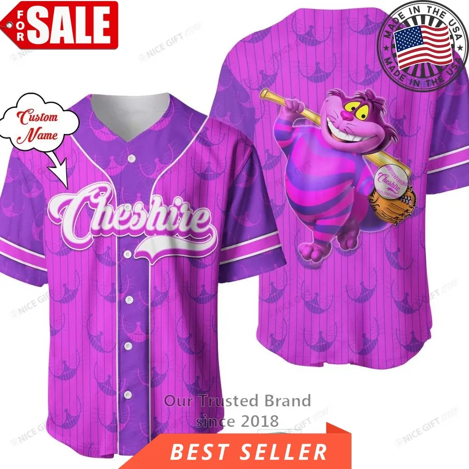Cheshire Cat Custom Name Baseball Jersey Shirt Trending