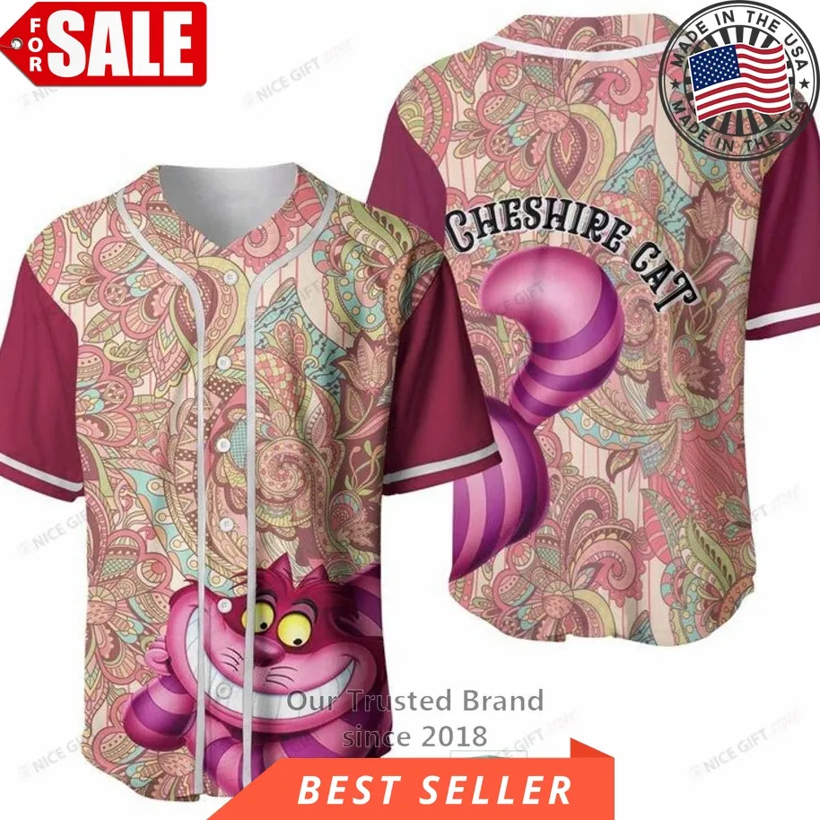 Cheshire Cat Cute Cartoon Baseball Jersey Shirt