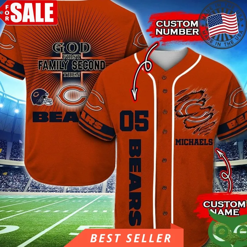 Chicago Bears Baseball Jersey Limited Nfl Custom Name Number Sunflower