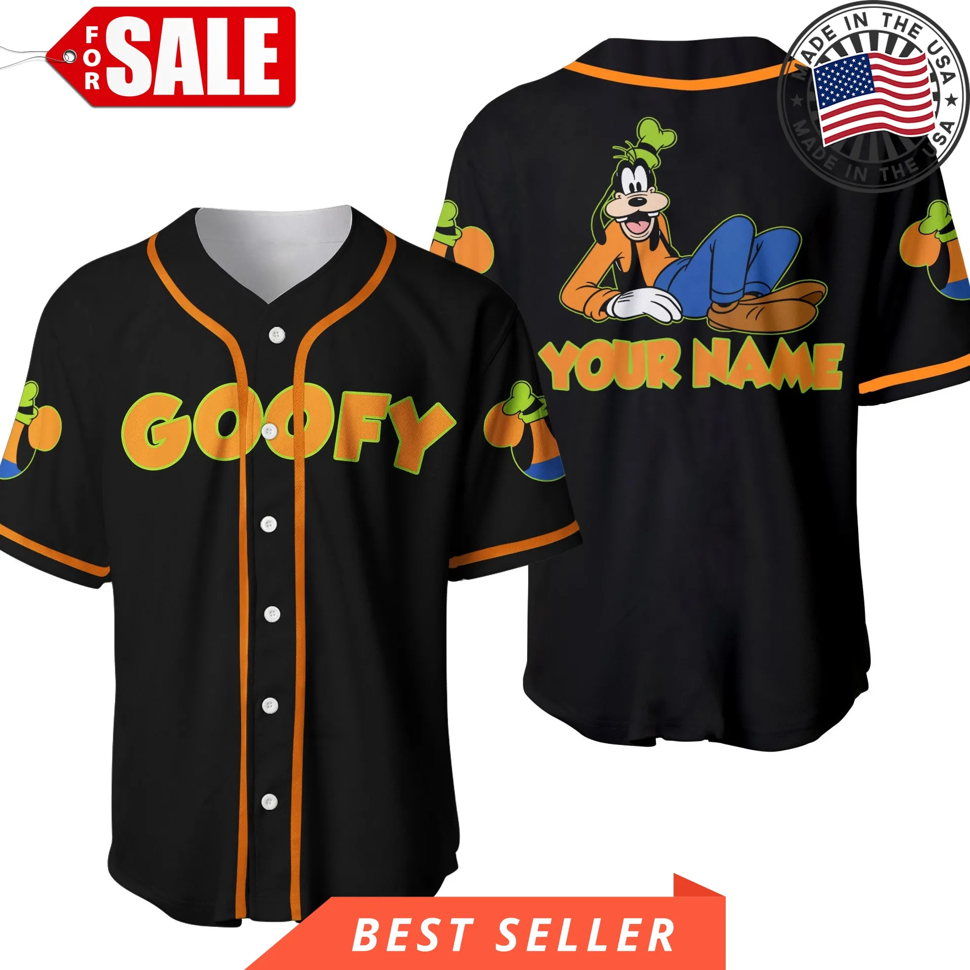 Chilling Goofy Dog Black Disney Cartoon Design Custom Personalized Baseball Jersey Disney Mom Shirt